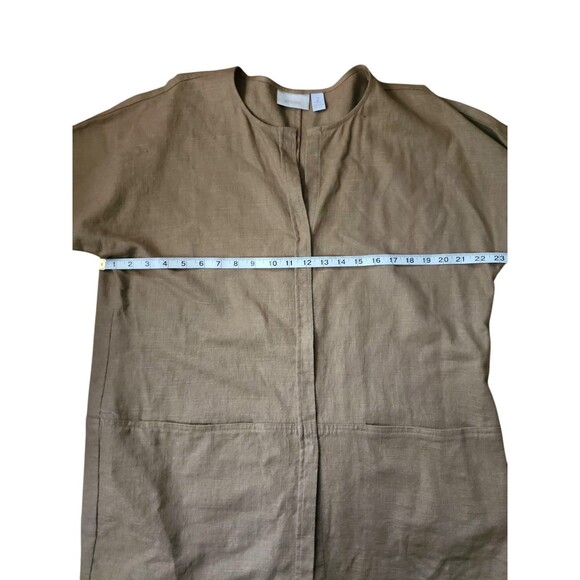 Chico's Minimalist Linen Blend Tunic Top Women's Size 12 Tan Boho Neutral Casual - Picture 7 of 8